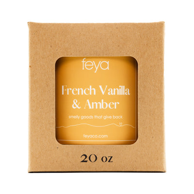 Feya French Vanilla & Amber 20 oz Candle with box