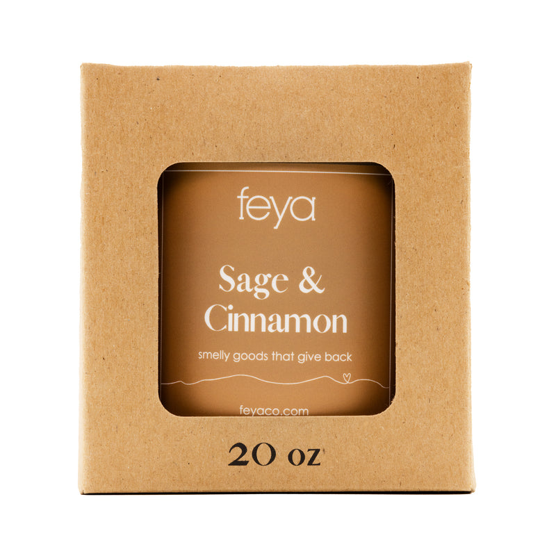 Feya Sage & Cinnamon 20 oz Candle with box
