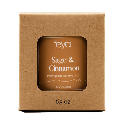 Feya Sage & Cinnamon 6.5 oz Candle with box