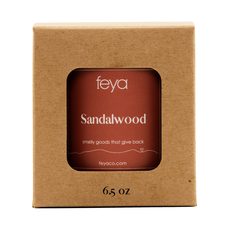 Feya Sandalwood 6.5 oz Candle with box